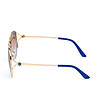 Златисти дамски слънчеви очила със сини лещи-2 снимка