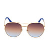 Златисти дамски слънчеви очила със сини лещи-4 снимка