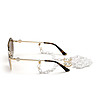 Златисти дамски слънчеви очила с кафяви лещи и верижка-2 снимка