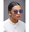 Дамски слънчеви очила с бели метални рамки и сини лещи-0 снимка