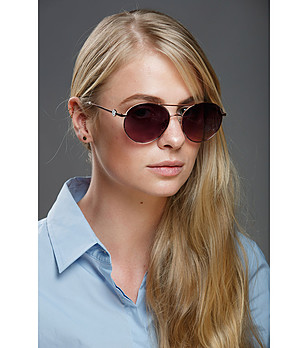Розовозлатисти дамски слънчеви очила с верижка снимка