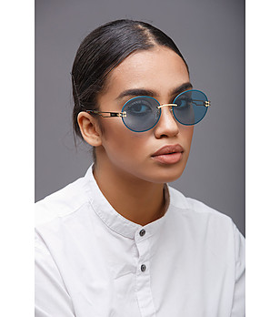 Дамски очила глазант със сини лещи и златисти дръжки снимка