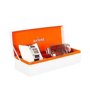 Лилав дамски комплект от часовник и очила Vida снимка