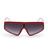 Дамски слънчеви очила тип маска в червено-2 снимка