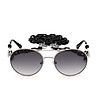 Дамски слънчеви очила с метални рамки и сиви лещи-2 снимка