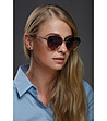 Златисти дамски слънчеви очила с лилави лещи-0 снимка