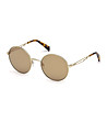 Златисти кръгли очила с кафяви лещи-1 снимка