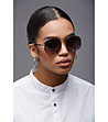 Златисти дамски слънчеви очила с тъмни лещи-0 снимка