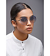 Метални дамски слънчеви очила със сини лещи-0 снимка