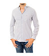 Мъжка памучна раирана риза в бяло и сиво-0 снимка