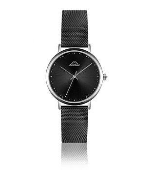 Черен мъжки часовник със сребрист корпус Raul снимка