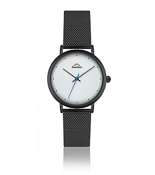 Черен мъжки часовник с бял циферблат Delan снимка