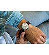 Сребрист мъжки часовник с кафява каишка Jiulien-1 снимка