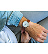 Сребрист мъжки часовник с каишка в цвят коняк Zam-1 снимка