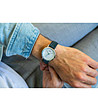 Сребрист мъжки часовник със синя каишка Zam-1 снимка