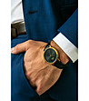 Черен мъжки часовник със златист корпус Edvin-1 снимка