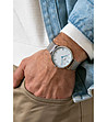 Сребрист мъжки часовник с бял циферблат Bradley-1 снимка