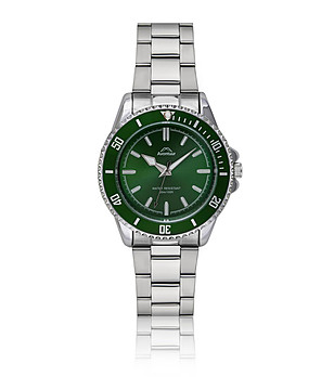 Сребрист мъжки часовник със зелен циферблат Moriz снимка