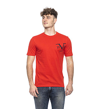 Памучна мъжка тениска в червено Edvin снимка