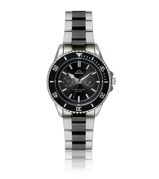 Мъжки часовник хронограф в сребристо и черно Ansel снимка