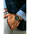 Златист мъжки часовник с каишка в цвят бордо Force-1 снимка