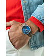 Мъжки часовник в сребристо и синьо със сива каишка Miguel-1 снимка