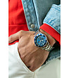 Сребрист мъжки часовник хронограф със син циферблат Elbert-1 снимка