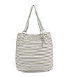 Текстилна дамска чанта на райе в сиво и бяло Vala-0 снимка