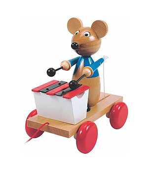 Дървена играчка за дърпане Мишка с ксилофон снимка
