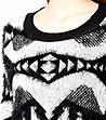 Дамски черно-бял пуловер Panda -2 снимка