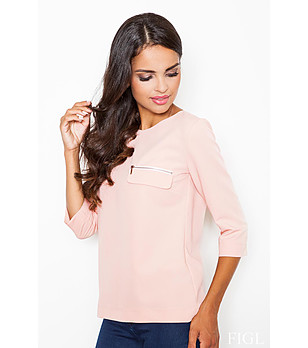 Розова дамска блуза с декоративен джоб Tessa снимка