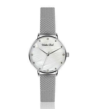 Сребрист дамски часовник с бял циферблат Edelina снимка