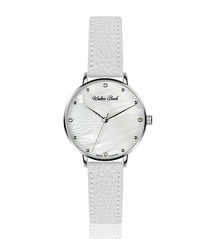 Бял дамски часовник със сребрист корпус Edelina снимка