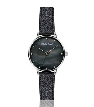 Черен дамски часовник с корпус в сребристо  Kaya снимка