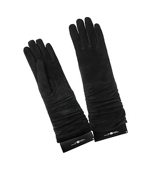 Велурени черни дамски ръкавици Irene снимка