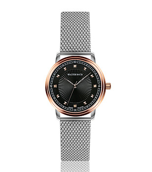 Дамски часовник в сребристо, розовозлатисто и черно Yara снимка