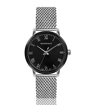 Сребрист мъжки часовник с черен корпус Zya снимка
