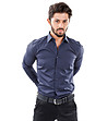 Тъмносиня памучна мъжка риза с дълги ръкави Luis-0 снимка