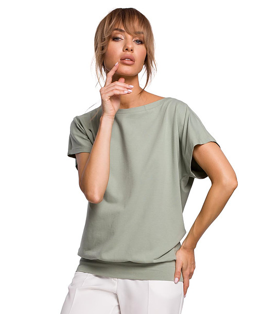 Зелена памучна дамска блуза Alva снимка