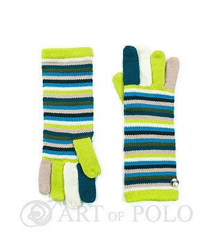Дамски ръкавици в синьо и цвят лайм Nely снимка