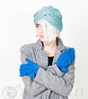 Плетена дамска шапка тюрбан в цвят мента Pipa-0 снимка