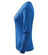 Синя дамска памучна блуза Mona с V-образно деколте-3 снимка
