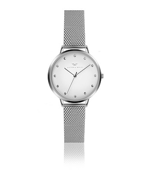 Сребрист дамски часовник с бял циферблат Rika снимка