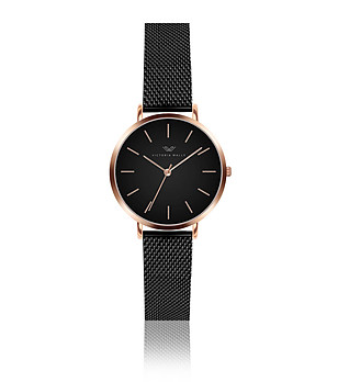 Черен дамски часовник със златист корпус Ina снимка