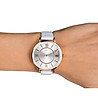 Златист дамски часовник с бяла каишка Karina-1 снимка