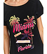 Черна памучна дамска тениска Miami Florida-4 снимка