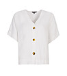 Бяла дамска блуза с копчета Caren-4 снимка