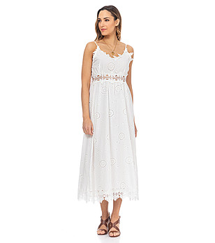 Дълга бяла памучна рокля Neoli снимка