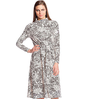 Рокля в екрю и черно Rhoda  снимка