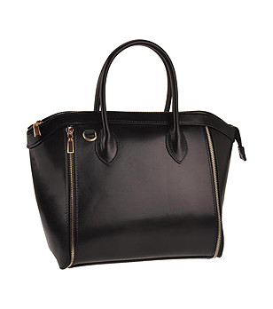 Черна дамска кожена чанта Sadira снимка